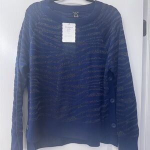 Stella & Dot Navy and Silver Knit Top